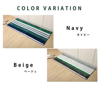 キッチンマット ネイビー約45×240cm マイクロファイバー 洗える マイクロボーダー 送料無料-3