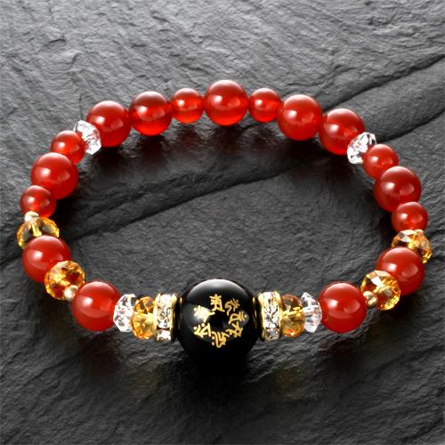 七梵字 赤めのう開運ブレス 梵字 お守りカード付き 送料無料-1