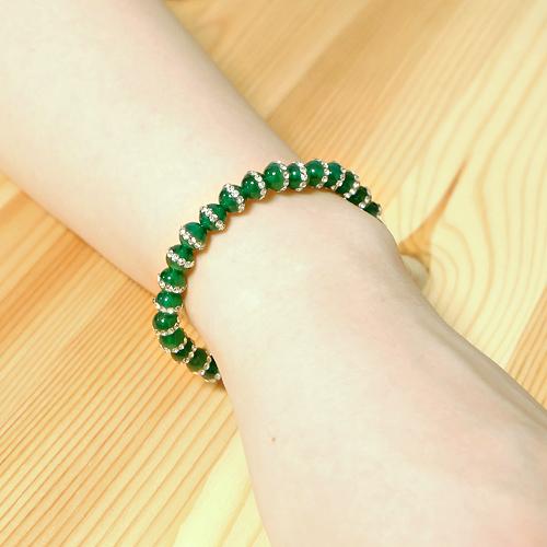 きらきらグリーンめのうブレス ラッキー 幸せカード付き 送料無料-1