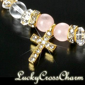 ローズクォーツ クロスチャームブレス ハッピー 幸運カード付き 送料無料-2