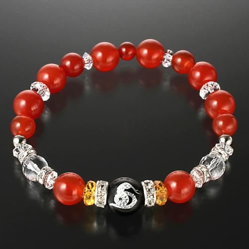 白蛇神 赤めのうブレス へびの皮お守り付き 送料無料-1