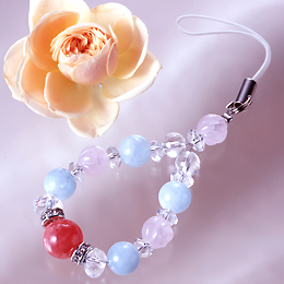 恋愛運 結婚運アップ 愛を象徴するパワーストーンを組み合わせた インカローズ ハッピーストラップ 送料無料-1