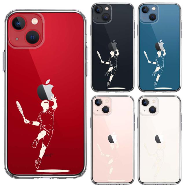 iPhone13mini ケース クリアテニス ホワイト スマホケース 側面ソフト 背面ハード ハイブリッド 送料無料-1