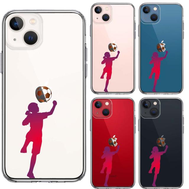 iPhone13 ケース クリアサッカー ヘディング 女子 スマホケース 側面ソフト 背面ハード ハイブリッド 送料無料-1