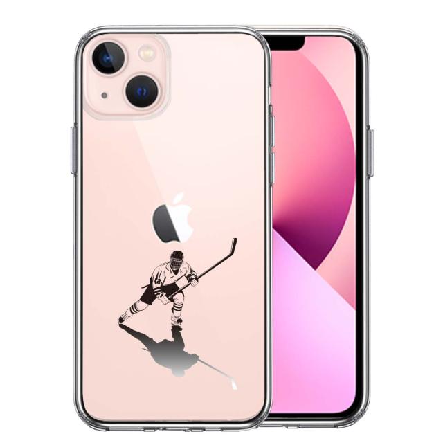 iPhone13 ケース クリアアイスホッケー 影付き スマホケース 側面ソフト 背面ハード ハイブリッド 送料無料-0