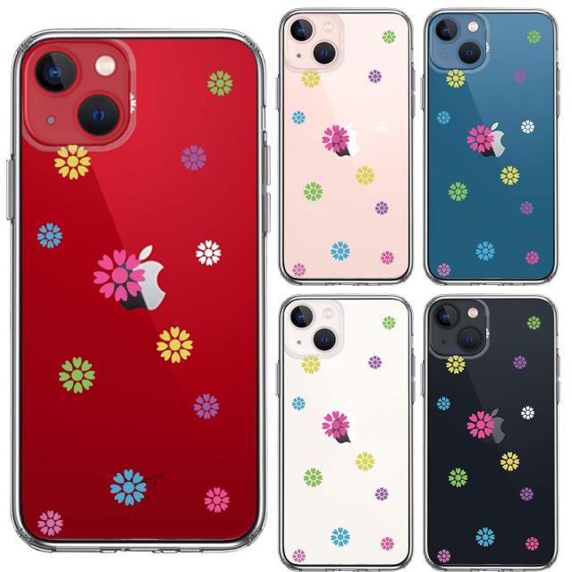 iPhone13 ケース クリアカラフル 花柄 スマホケース 側面ソフト 背面ハード ハイブリッド 送料無料-1