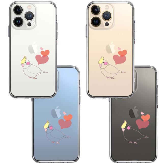 iPhone13Pro ケース クリアインコ ハート スマホケース 側面ソフト 背面ハード ハイブリッド 送料無料-1