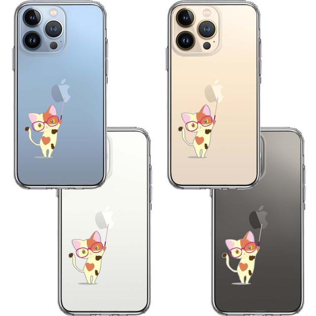 iPhone13Pro ケース クリアジャケット 三毛猫 メガネ スマホケース 側面ソフト 背面ハード ハイブリッド 送料無料-1