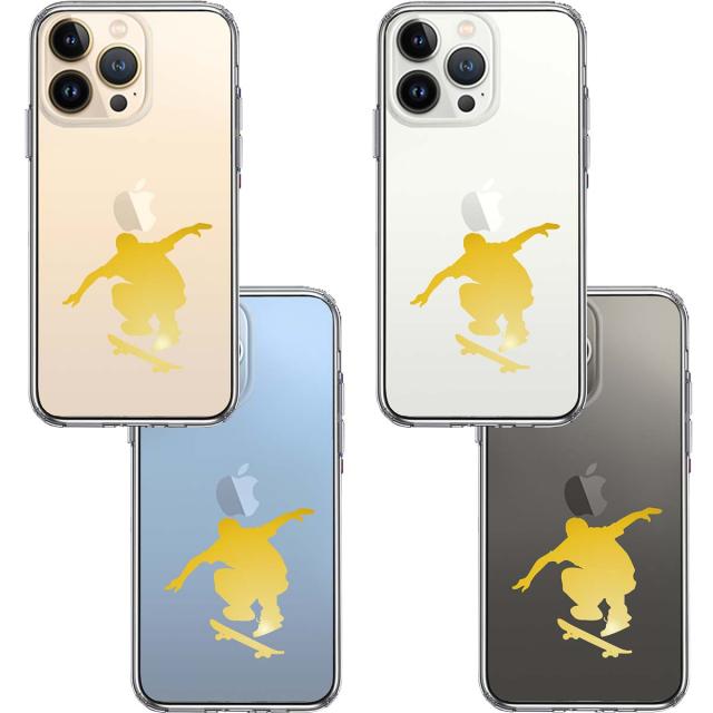 iPhone13Pro ケース クリアスケートボード イエロー スマホケース 側面ソフト 背面ハード ハイブリッド 送料無料-1