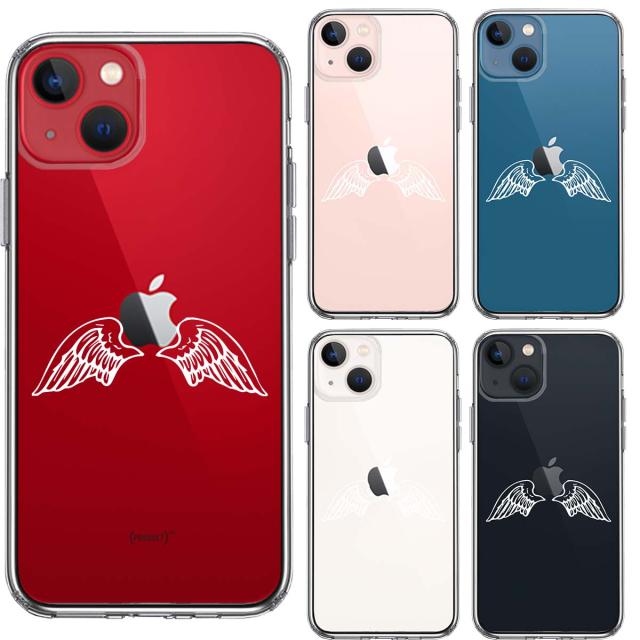 iPhone13 ケース クリアエンジェル 翼 ウィング 白 スマホケース 側面ソフト 背面ハード ハイブリッド 送料無料-1