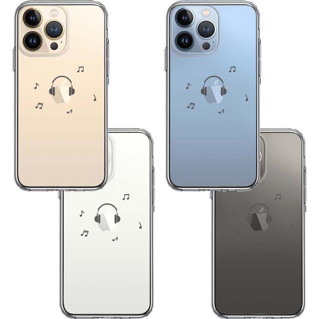 iPhone13Pro ケース クリアヘッドフォン ヘッドホン グレー スマホケース 側面ソフト 背面ハード ハイブリッド 送料無料-1