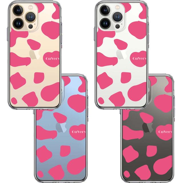 iPhone13Pro ケース クリアCuVery アニマル柄 カウ 牛 ピンク スマホケース 側面ソフト 背面ハード ハイブリッド 送料無料-1