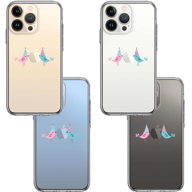iPhone13Pro ケース クリア可愛い 鳥 カップル スマホケース 側面ソフト 背面ハード ハイブリッド 送料無料-1