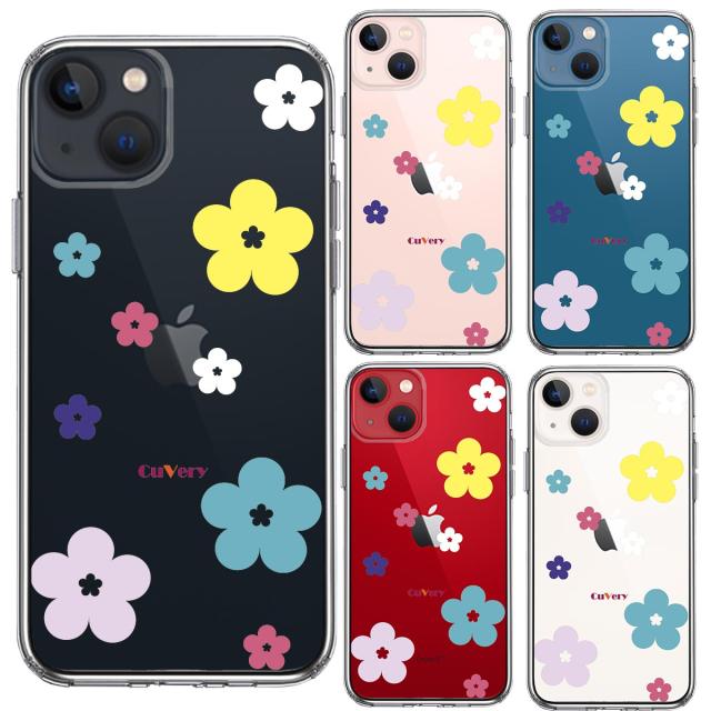 iPhone13mini ケース クリア花柄 フローラル スマホケース 側面ソフト 背面ハード ハイブリッド 送料無料-1