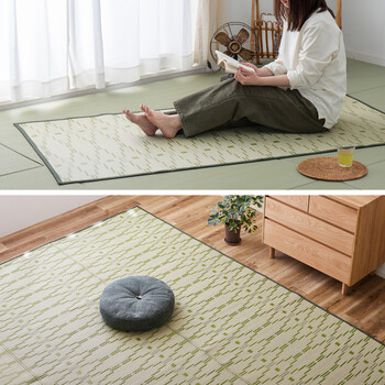 PP柄上敷き 江戸間4.5畳　い草風花ござ 水洗いOK やなぎ 送料無料-5