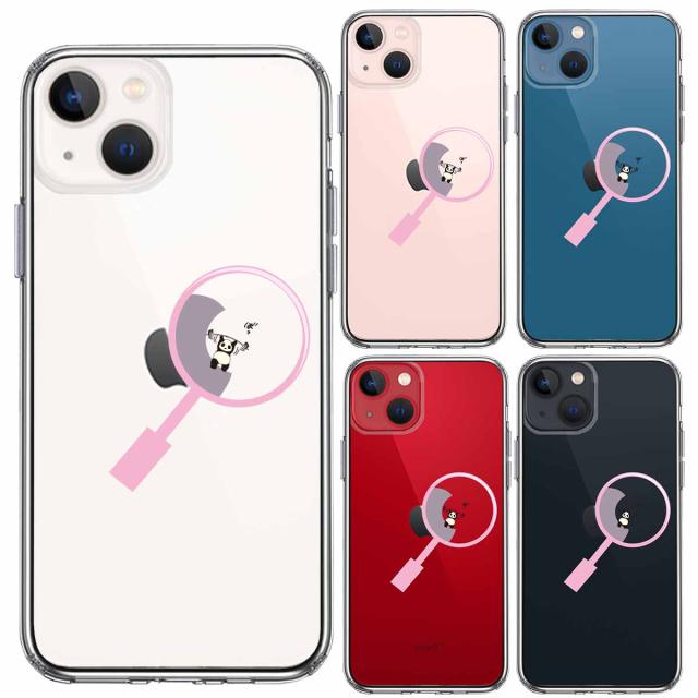iPhone13mini ケース クリアよく見たら パンダ トレーニング中! スマホケース 側面ソフト 背面ハード ハイブリッド 送料無料-1