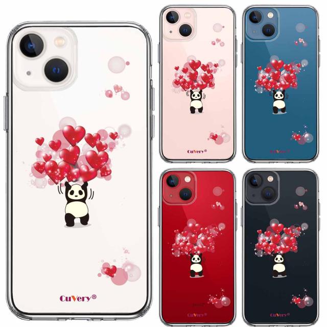 iPhone13mini ケース クリアパンダ ハート 重量挙げ 努力感 2 スマホケース 側面ソフト 背面ハード ハイブリッド 送料無料-1