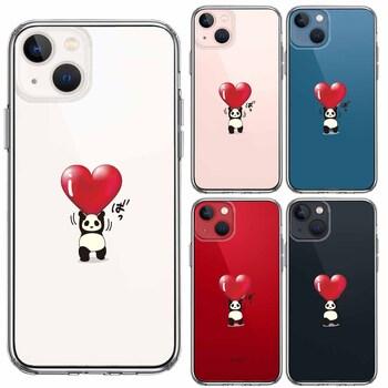 iPhone13mini ケース クリアパンダ ハート 重量挙げ 努力感 スマホケース 側面ソフト 背面ハード ハイブリッド 送料無料-1