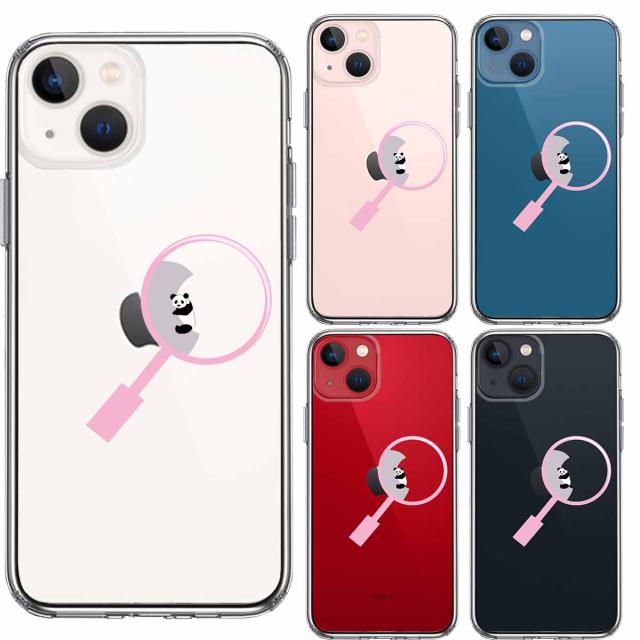 iPhone13 ケース クリア よく見たら パンダ 抱きついてた! スマホケース 側面ソフト 背面ハード ハイブリッド 送料無料-1