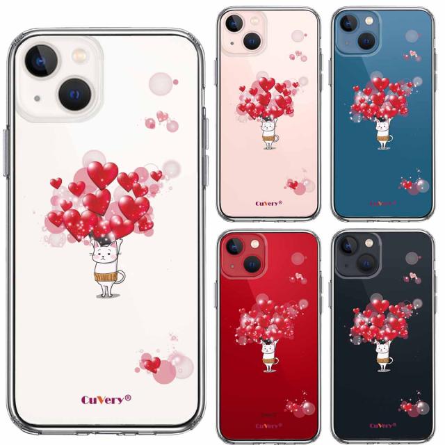 iPhone13 ケース クリア猫 ネコ にゃんこ 腹巻 ハート 2 スマホケース 側面ソフト 背面ハード ハイブリッド 送料無料-1