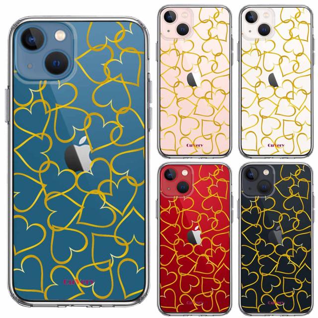iPhone13 ケース クリアCuVery ハート ゴールド スマホケース 側面ソフト 背面ハード ハイブリッド 送料無料-1