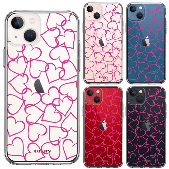 iPhone13 ケース クリアCuVery ハート ピンク スマホケース 側面ソフト 背面ハード ハイブリッド 送料無料-1