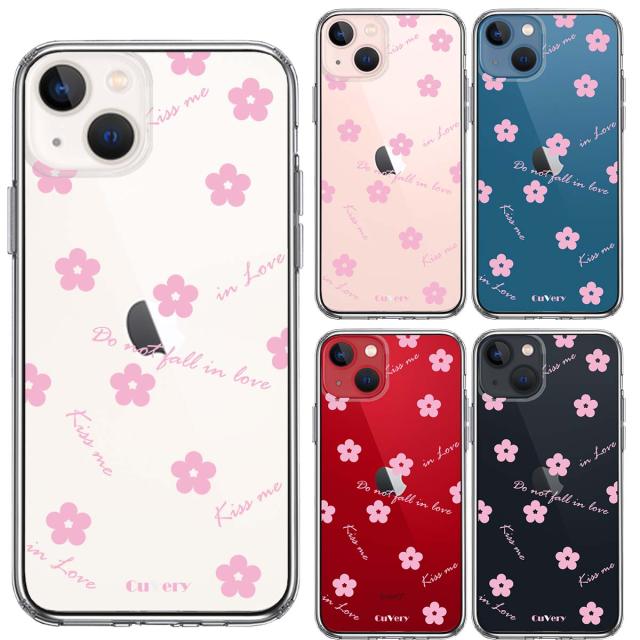 iPhone13 ケース クリアCuvery フラワー ライトピンク スマホケース 側面ソフト 背面ハード ハイブリッド 送料無料-1