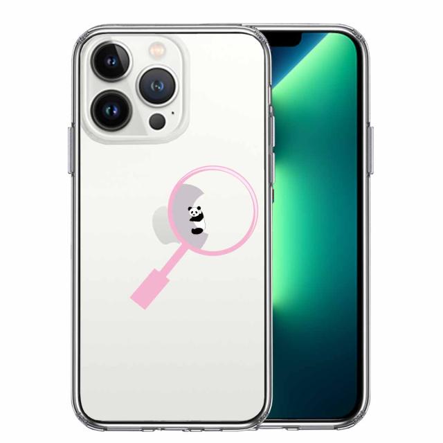 iPhone13Pro ケース クリア よく見たら パンダ 抱きついてた! スマホケース 側面ソフト 背面ハード ハイブリッド 送料無料-0