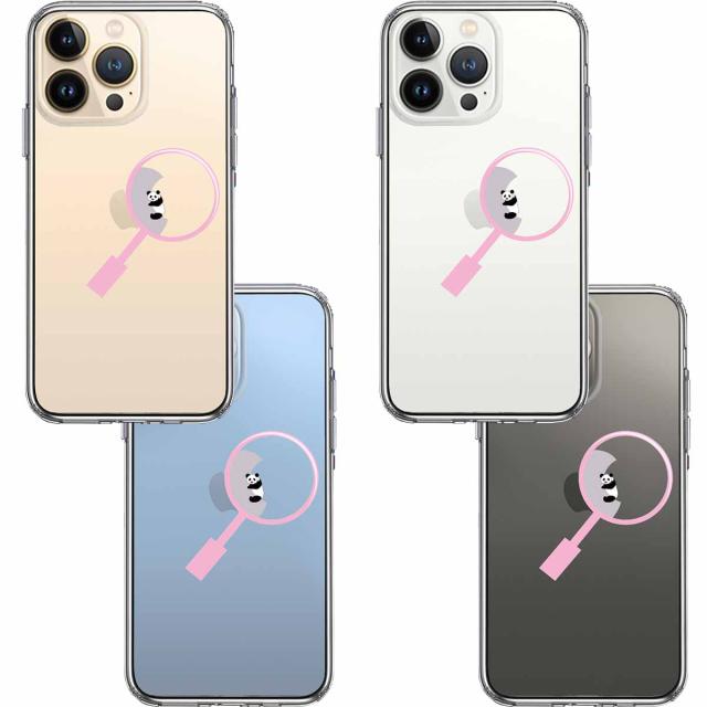 iPhone13Pro ケース クリア よく見たら パンダ 抱きついてた! スマホケース 側面ソフト 背面ハード ハイブリッド 送料無料-1