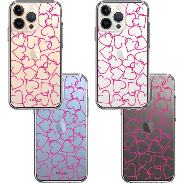 iPhone13Pro ケース クリアCuVery ハート ピンク スマホケース 側面ソフト 背面ハード ハイブリッド 送料無料-1