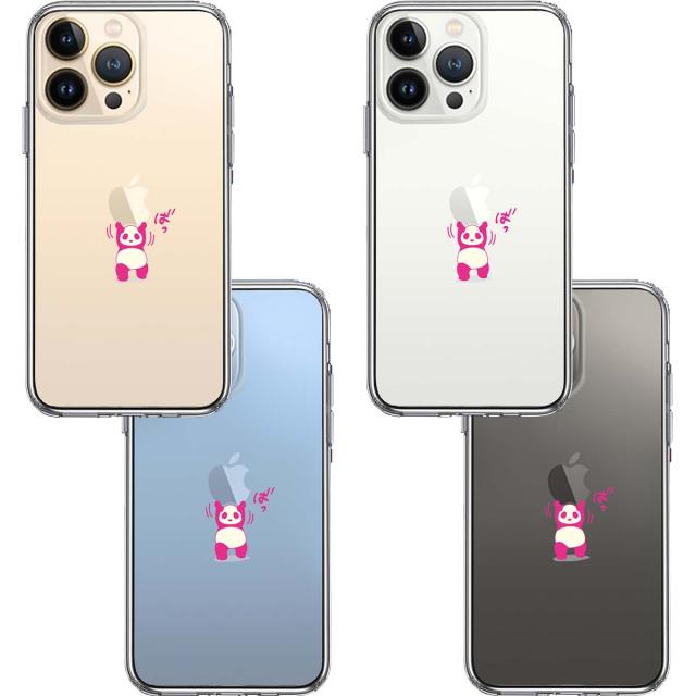 iPhone13Pro ケース クリアパンダ 重量挙げ 努力感 ピンク スマホケース 側面ソフト 背面ハード ハイブリッド 送料無料-1