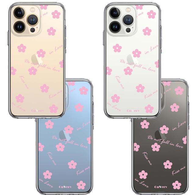 iPhone13Pro ケース クリアCuvery フラワー ライトピンク スマホケース 側面ソフト 背面ハード ハイブリッド 送料無料-1