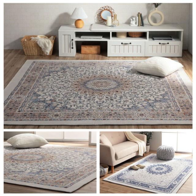 ラグ 約130×185cm 手洗い ジャガード織 メダリオン柄 床暖房 ホットカーペット対応 シンフォニー 送料無料-1