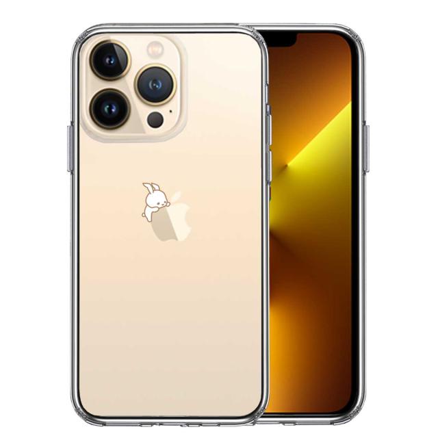 iPhone13Pro ケース クリアうさぴょん うさぎ りんごが愛しい スマホケース 側面ソフト 背面ハード ハイブリッド 送料無料-0