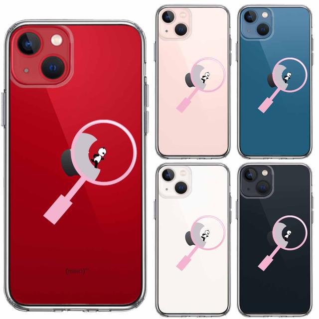 iPhone13 ケース クリア よく見たら パンダ 小走り中 スマホケース 側面ソフト 背面ハード ハイブリッド 送料無料-1