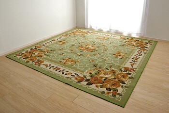 カーペット ナイロン 花柄 カーペット 約200×200cm 撥水 速乾 撥水キャンベル 平織 送料無料-4