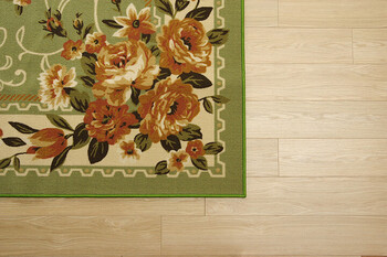 カーペット ナイロン 花柄 カーペット 約200×200cm 撥水 速乾 撥水キャンベル 平織 送料無料-5