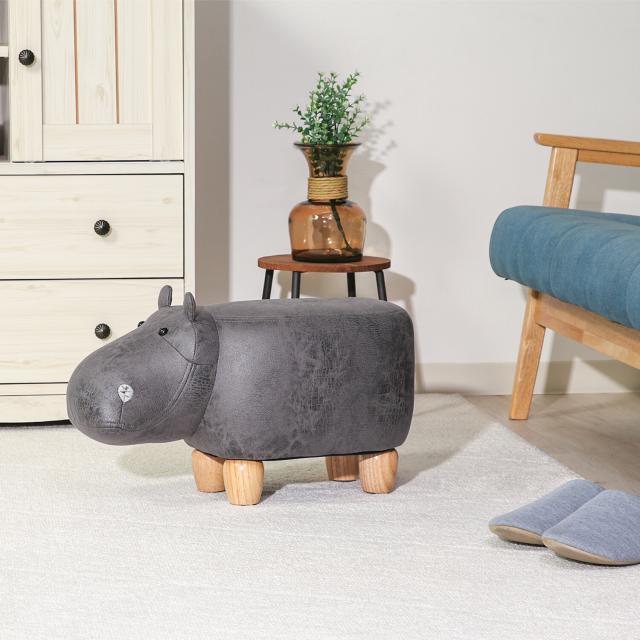アニマルスツール キュートサイズ カバ ダークグレー 送料無料-22