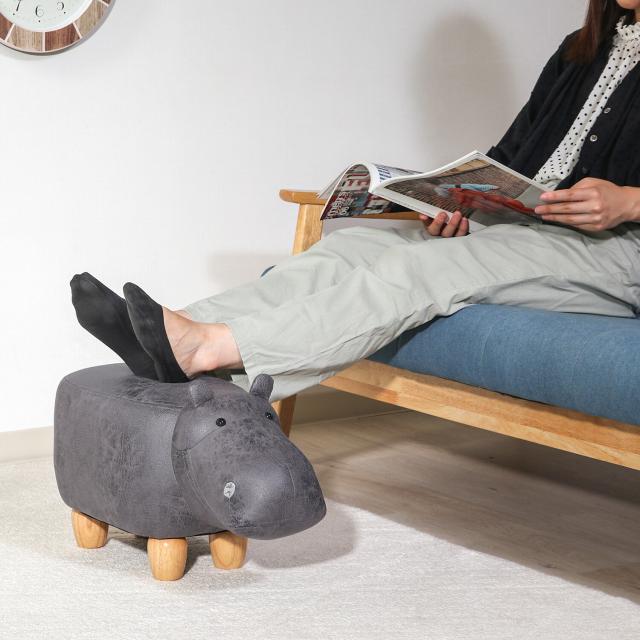 アニマルスツール キュートサイズ カバ ダークグレー 送料無料-23