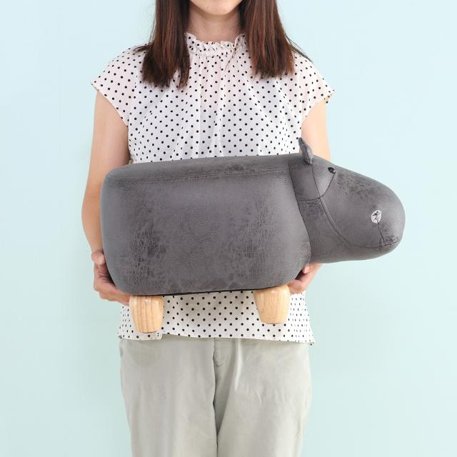 アニマルスツール キュートサイズ カバ ダークグレー 送料無料-25