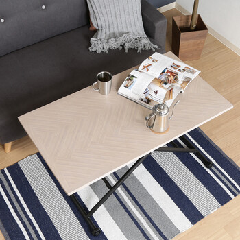 昇降テーブル シルビア ホワイト 送料無料-24