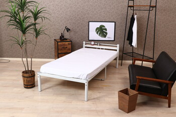 宮付 シングルベッド タンテ アイボリー ブラック 送料無料-5