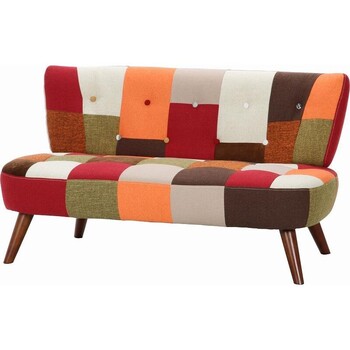 ソファー ソファ2p デイジーパッチワーク ブルー 送料無料-10