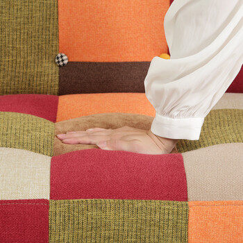 ソファー ソファ2p デイジーパッチワーク ブルー 送料無料-15