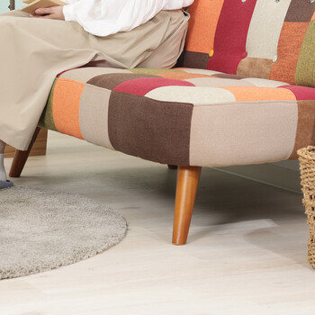 ソファー ソファ2p デイジーパッチワーク ブルー 送料無料-16