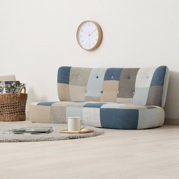 ソファー ソファ2p デイジーパッチワーク ブルー 送料無料-6