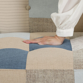 ソファー ソファ2p デイジーパッチワーク ブルー 送料無料-7