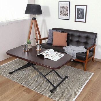 ガス昇降式テーブル ワイドタイプ 幅120cm ナチュラル ブラウン 送料無料-12