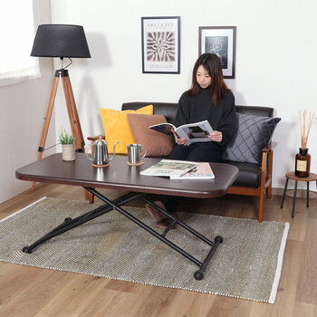 ガス昇降式テーブル ワイドタイプ 幅120cm ナチュラル ブラウン 送料無料-13