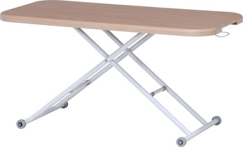 ガス昇降式テーブル ワイドタイプ 幅120cm ナチュラル ブラウン 送料無料-2